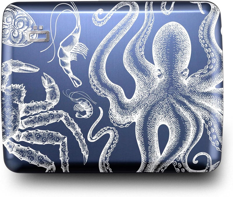 ÖGON -DESIGNS- Aluminum wallet, Large capacity with metal lock, RFID Protection against fraud and demagnetization, model Smart Case OSLO Large (Engraving Abyss) - Image 1